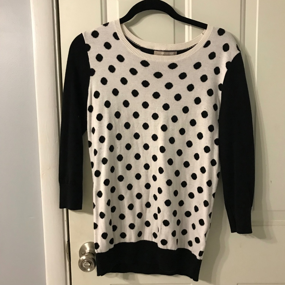 Banana Republic Polka-dot 3/4 Sleeve Black & White